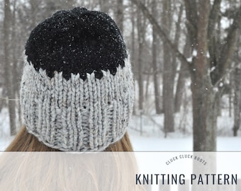 WILLA Hat Knitting PATTERN | Two Color Beanie | Chunky Knit | Cozy Knit | Fall + Winter Accessory