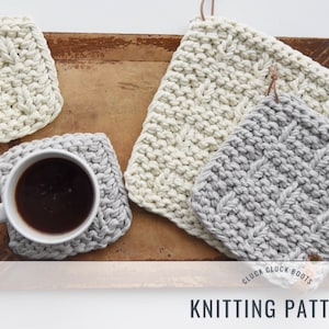 PHIPPS Potholders + Coaster Knitting PATTERN | Includes Three Sizes | Kitchen Pattern | Home Decor Pattern | Trivet | Phipps Collection