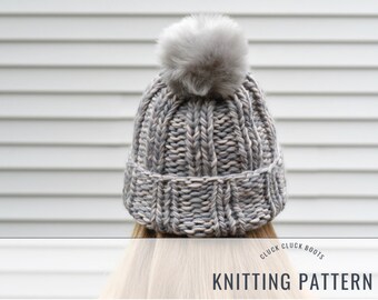 MILA Hat Knitting PATTERN | Chunky Beanie | Simple Knit | Fall + Winter Accessory | Brimmed Hat