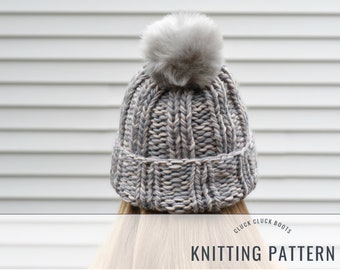 MILA Strickanleitung | Chunky Beanie | Schlichte Strick | Herbst + Winter Accessoire | Krempen-Hut
