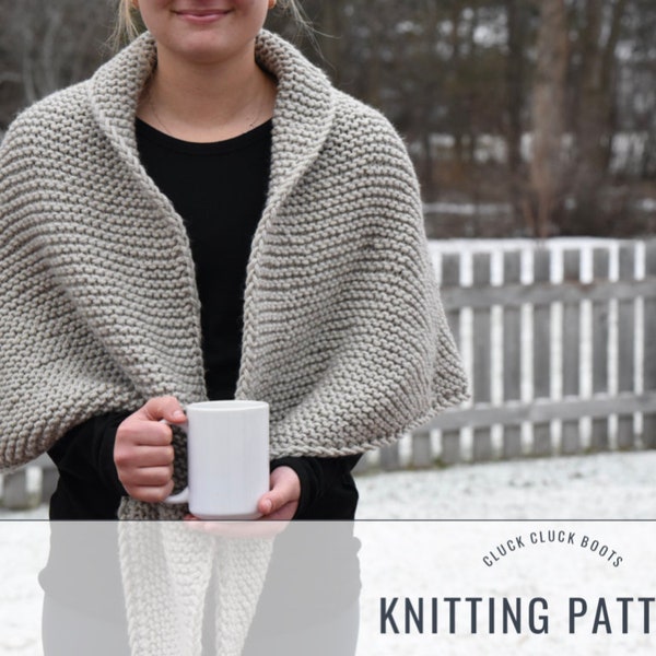 KITTRICK Blanket Wrap Knitting PATTERN | Knit Shawl | Easy Wrap | Chunky Knit Wrap | Blanket Shawl