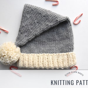 NICHOLAS Santa Hat Knitting PATTERN | Brimmed Hat Pattern | Holiday Hat | Adult | Elf Hat