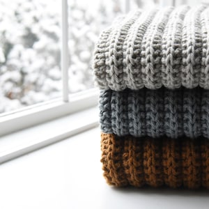 SPENCER Chunky Knit Ribbed Scarf | Choice of Color | Mens + Womens | Open Ended Scarf | Bulky Scarf | Cozy Knit