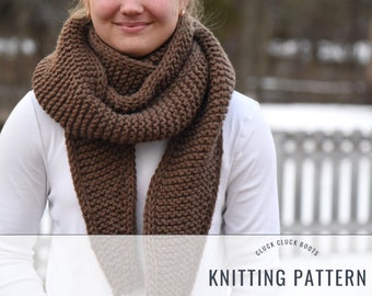 HAZEL Chunky Scarf Knitting PATTERN | Knit Scarf | Chunky Knit Scarf | Long Scarf | Tapered Ends Scarf | Open Ended Scarf