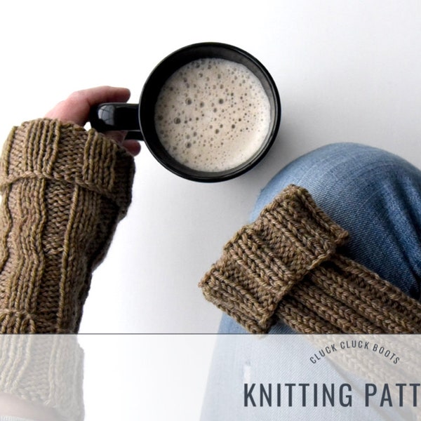 COFFEEHOUSE Wrist Warmers Knitting PATTERN | Arm Warmers Pattern | Quick Knit | Fingerless Mittens | Wrist Cuffs