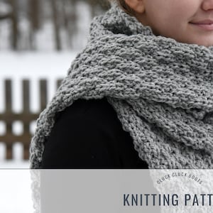 INGRAM Scarf Knitting PATTERN | Chunky Reversible Scarf | Textured Scarf | Mens Scarf | Womens Scarf