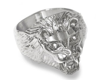 Solid 925 Silver Lion Head Ring, Handcrafted Lion's Head Men's, Universal Gift for Men, Leo Zodiac Ring for Men