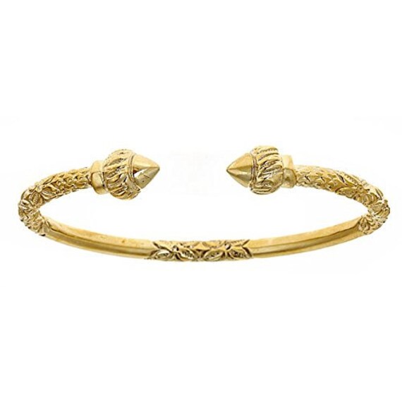 10K Yellow Gold West Indian Bangle W. Torch Ends 1 Piece Etsy