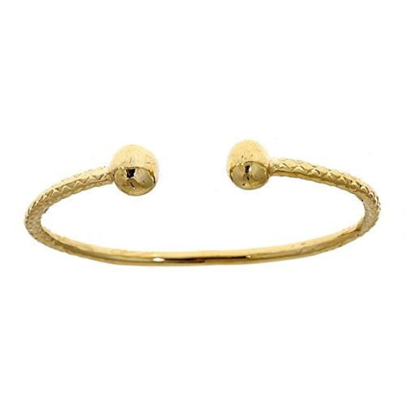 10K Yellow Gold BABY West Indian Bangle W. Ball Ends - Etsy