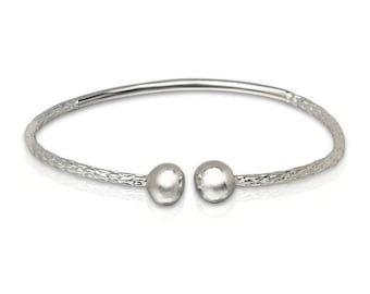 Ball End .925 Sterling Silver West Indian Bangle, cuff bracelet, Caribbean Bangle, 1 piece