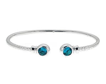 Personalized Birthstone Solid .925 Sterling BABY West Indian Bangle, 1 piece