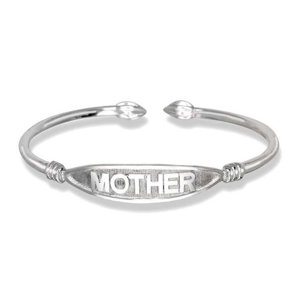 Mother .925 Sterling Silver Bracelet Bangle, Mama Bracelet, Mom Cuff Bracelet Bangle, West Indian Bangle, Mother's Day Gift, Gift for Mom