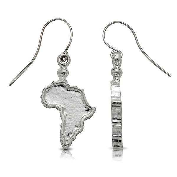 African Map Earrings .925 Sterling Silver