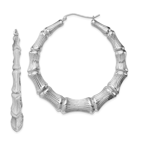 Better jewelry .925 sterling silver Bamboo Earrings Hoops, Hip Hop statement earrings for women