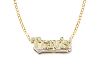 Gold Double Nameplate Necklace