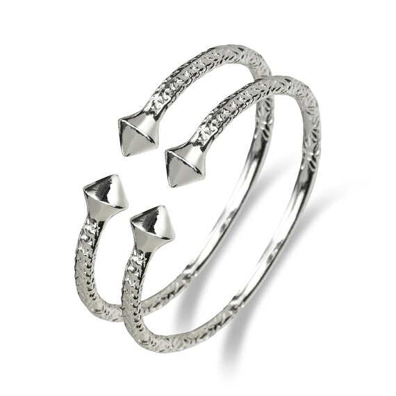 Thick Pyramid Ends .925 Sterling Silver West Indian Bangles 1