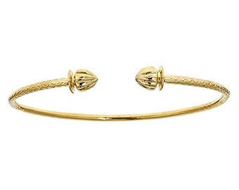 10K Yellow Gold West Indian Bangle W. Acorn Ends 1 Piece Etsy