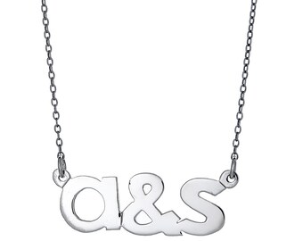 Personalized Double-Letter .925 Sterling Silver Couple Monogram, name necklace