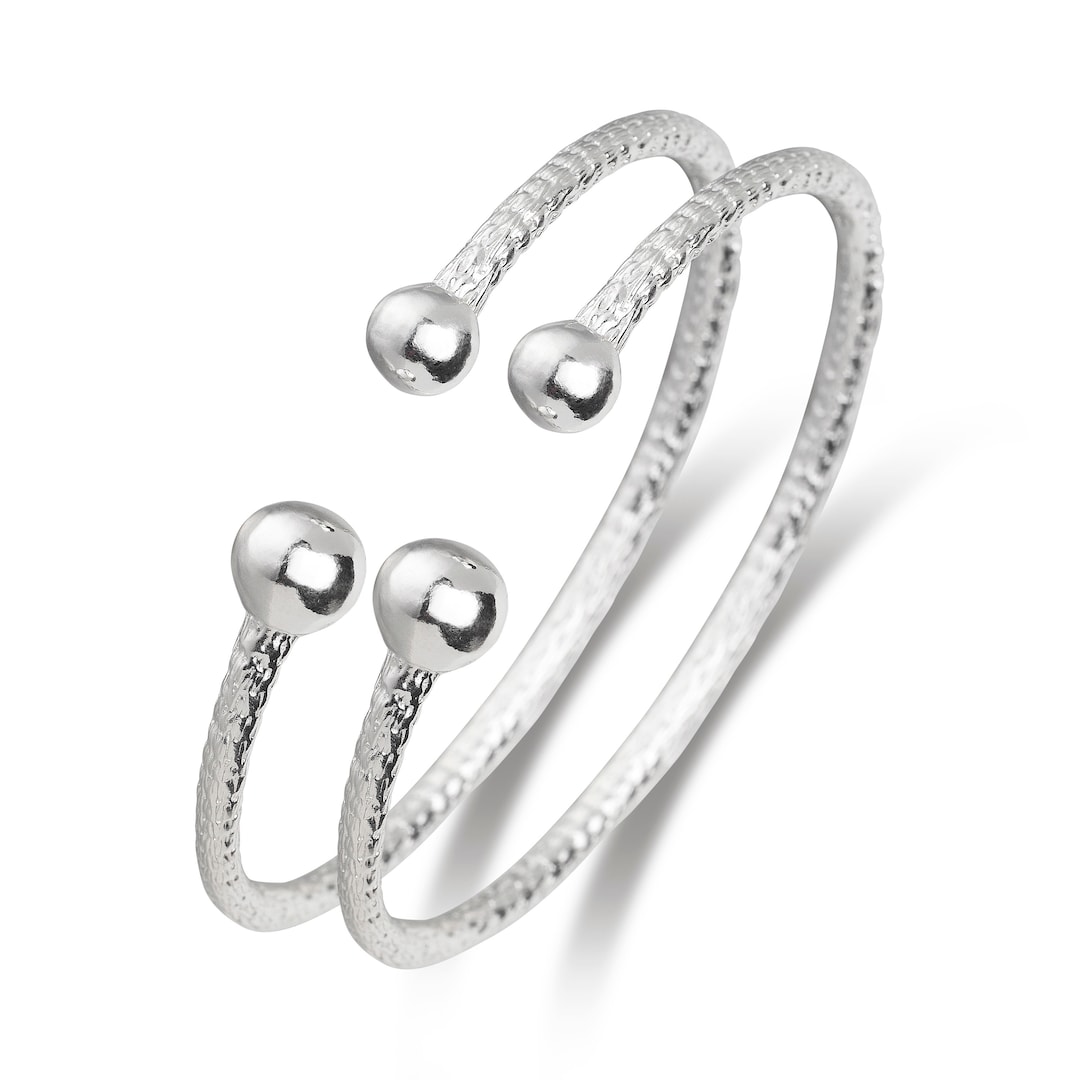 Better Jewelry .925 Sterling Silver Asymmetric Balls Bangles 1 Pair - Etsy  Canada