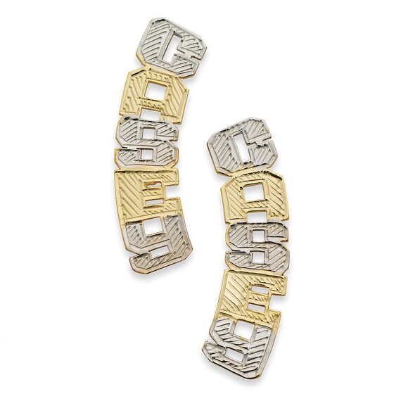 Nameplate earrings studs outlet