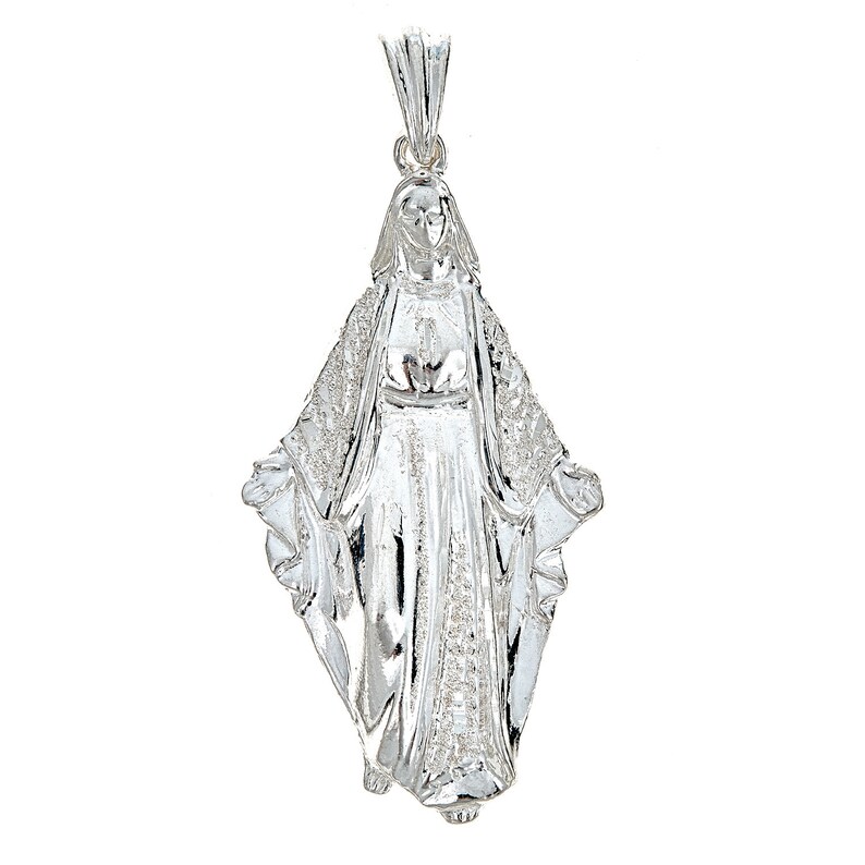 925 Sterling Silver Large Virgin Mary Pendant MADE IN USA Etsy