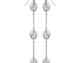925 Sterling Silver Triple Cowrie Shell Earrings