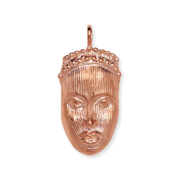 Better Jewelry Carved African Mask Real Pure Copper Pendant, African Jewelry