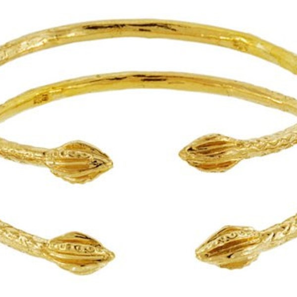 Better Jewelry, Baby Solid Sterling Silver West-Indian Bangle Set 14k Gold Plated, 1 pair