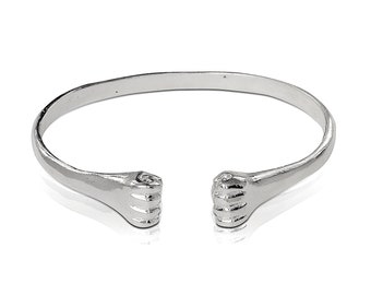 Fist Ends West Indian Flat Bangle .925 Sterling Silver, 1 piece