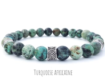 Bracelet homme, Bracelet turquoise africaine, Bracelet pierres naturelles, Bracelet perles, Bijou homme, Cadeau pour homme, Wildcoastjewels