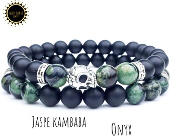 Negro Hombre Cuero Pulsera de cadena de bala Cráneo Gótico Pulseras fp