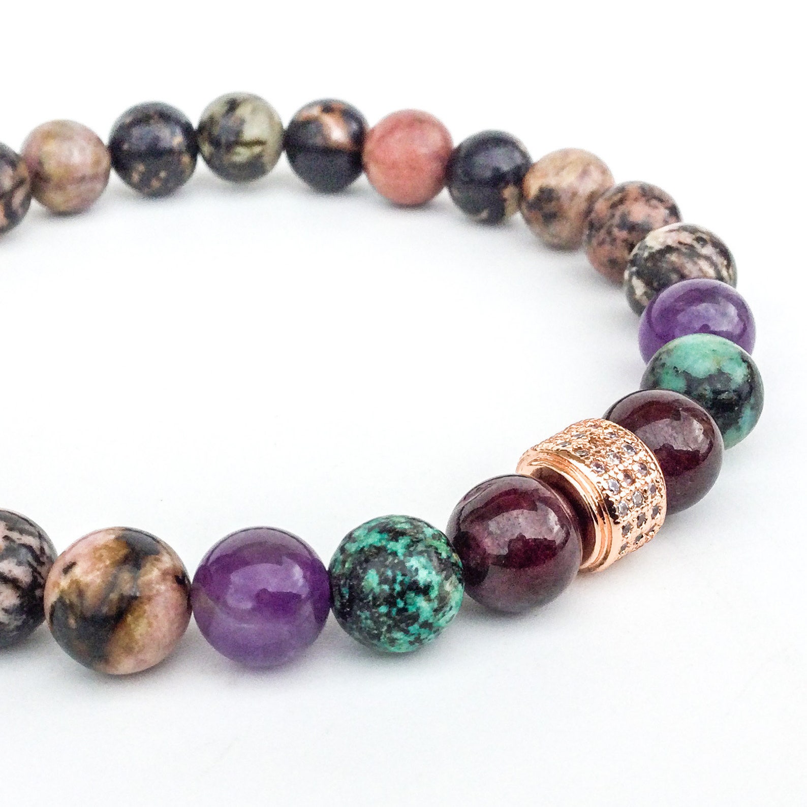 Healing beads bracelet handmade with natural gemstone beads Etsy