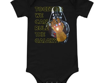 Darth Vader wears the Infinity Gauntlet baby onesie! Together We Can Rule The Galaxy!