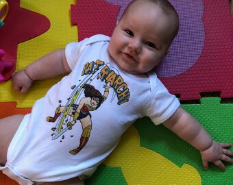 Wonder Woman Crushing the Patriarchy baby's onesie!