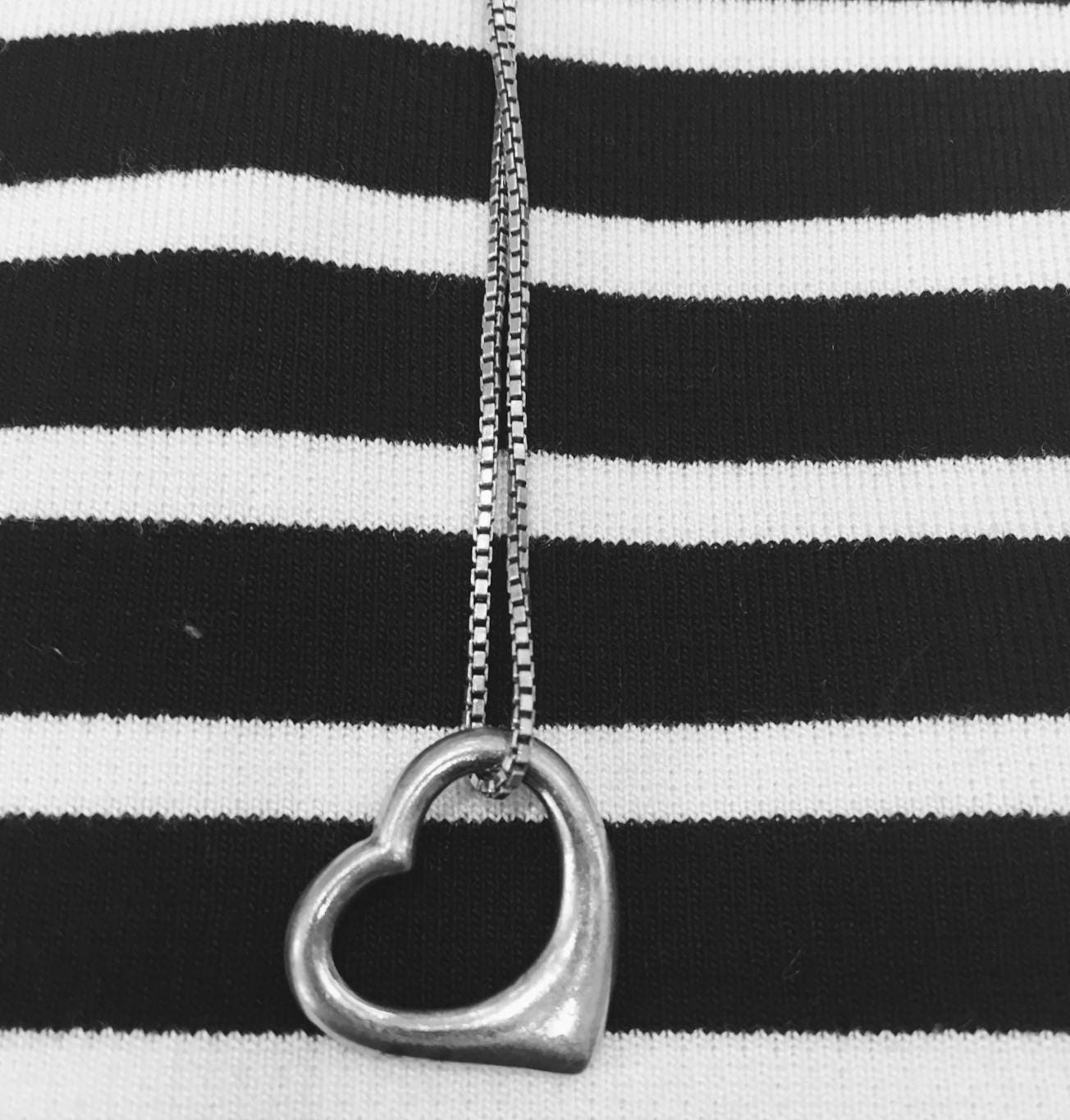 Vintage Lovely Heart Pendant ,chain,necklace in Real Silver