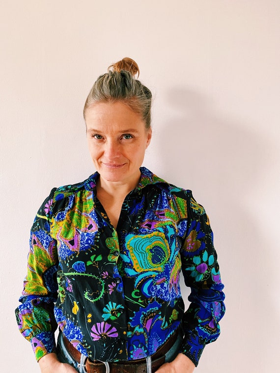 Vintage women/'s oversized blouse top Rushcliffe from the late 70s and early 80s