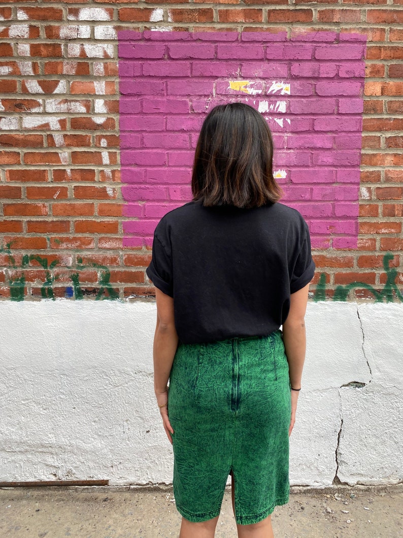 Vintage green tie dye jeans skirt from The 80s image 5