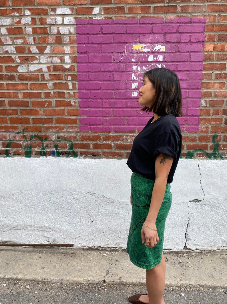 Vintage green tie dye jeans skirt from The 80s image 2