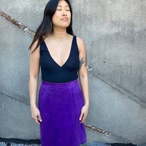 Vintage 90er Lila, Mauve Echt Wildlederrock