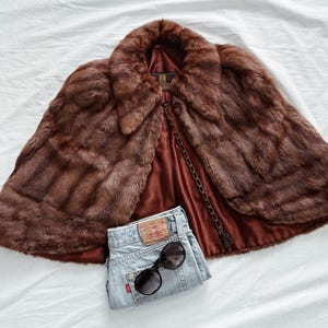 Vintage Stole, cape, wrap, jacket in real caramel fur from the 1950s made in Scotland.