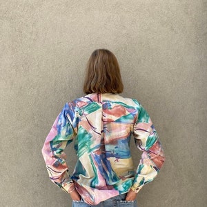Vintage blouse, top for a gorgeous abstract print 90s image 5