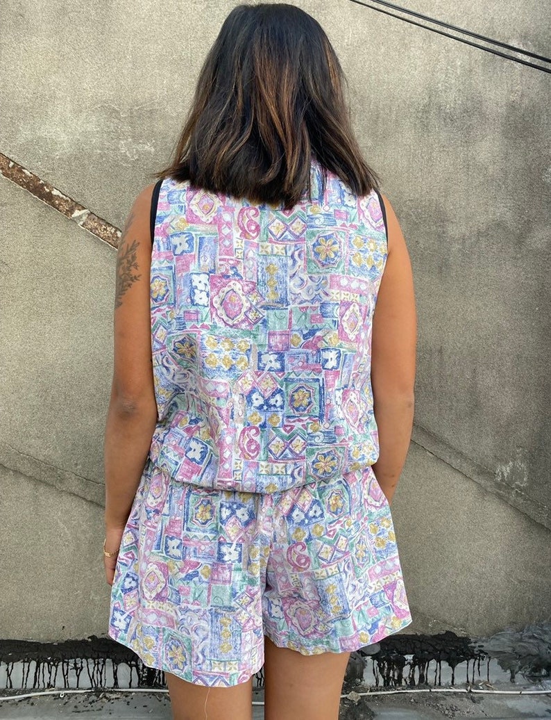 Vintage oversize romper, jumpsuit, short printed from the 80s image 4