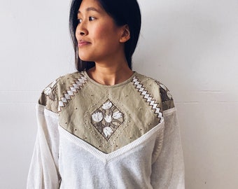 Vintage knit, top in natural fibers from the 90s