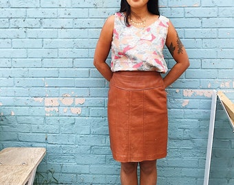 Vintage genuine leather skirt from the 80s