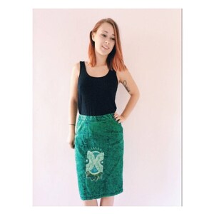 Vintage green tie dye jeans skirt from The 80s image 4