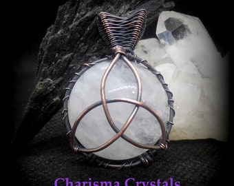 Quartz Triquetra Pendant Necklace, Celtic Necklace, Pagan Jewellery, Celtic knot necklace, Nordic necklace, Witch necklace