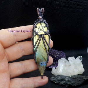 Labradorite Pentacle Pendant Necklace, Pentagram necklace, wiccan jewellery, Witchcraft, Pagan necklace, pagan jewelry, Halloween jewelry,