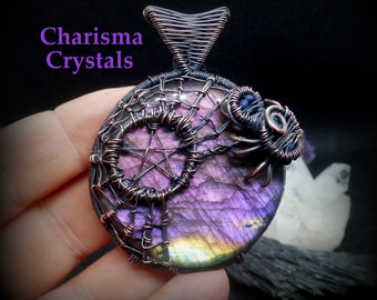 Purple Labradorite Pentacle Pendant, Pentagram necklace, wiccan jewelry, Witchcraft, Pagan necklace, Supernatural, pagan jewelry,