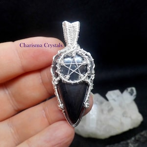 Hematite Pentacle pendant Necklace, pentagram necklace, moonstone jewellery, Pagan jewelry, Witchy gift, wiccan jewellery,