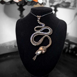Snake large pendant Necklace, Snake necklace, Statement jewellery, Serpent jewellery, Mythical creature, reptile pendant,